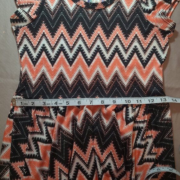 LuLaRoe Zigzag Skater Dress – Size 12/14 | Orange Black White Chevron - Picture 8 of 8